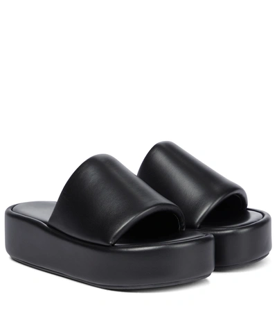 Balenciaga Rise Logo-print Leather Platform Slides In Black