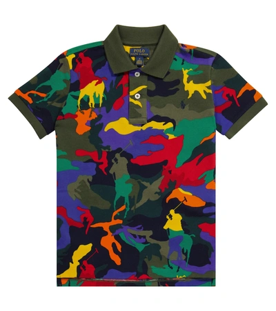 Polo Ralph Lauren Kids' 迷彩棉质珠地布polo衫 In Multicoloured