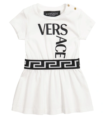 Versace Baby & Little Girl's Logo-print Jersey Dress In Bianco