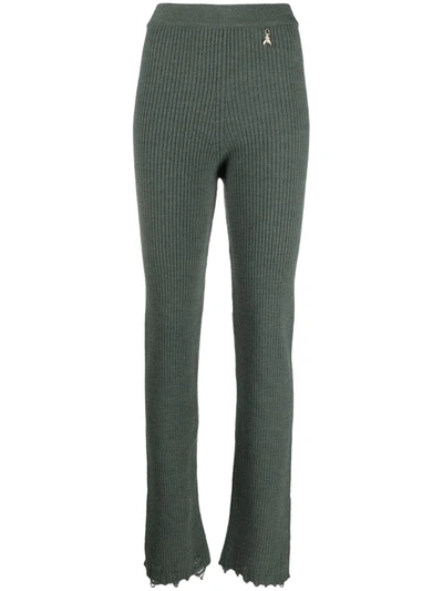 Patrizia Pepe Slim-cut Ribbed Knit Trousers In Green