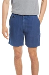 Billy Reid Moore Linen Shorts In Airforce Blue