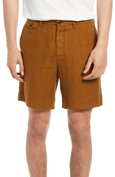 Billy Reid Moore Linen Shorts In Billys Brown