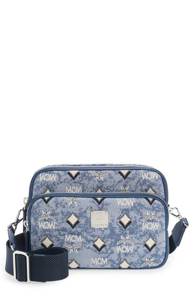 Mcm Small Vintage Jacquard Crossbody Bag In Blue