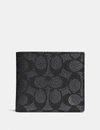 Coach Slim Billfold Wallet In Signature Canvas In Charcoal