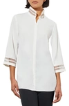 MING WANG LADDER STITCH POPOVER TUNIC TOP,M9067G
