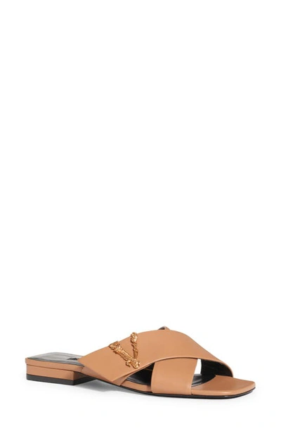 Versace Virtus Slide Sandal In Caramel