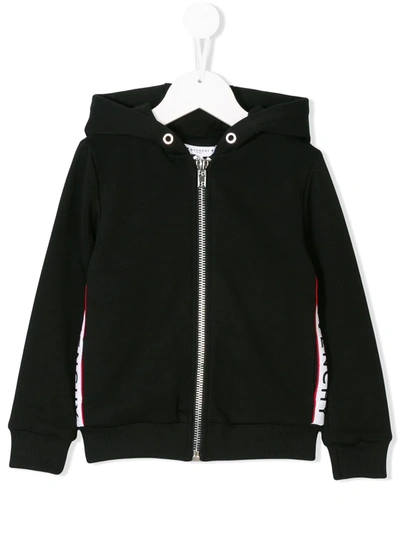 Givenchy Kids' Logo Print Zip-up Hoodie In Black