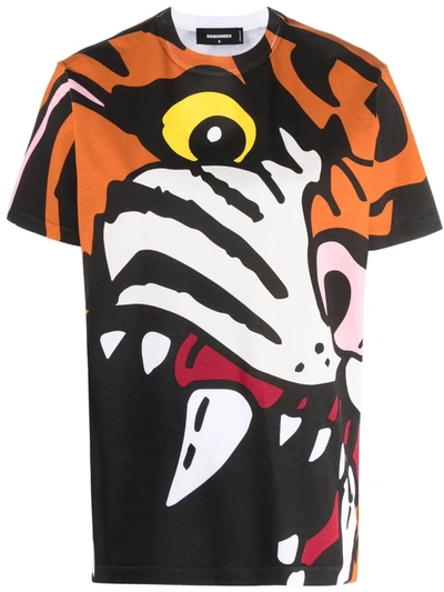Dsquared2 Dsquared Oversize Fit T-shirt With Bold Tiger Print In Multi
