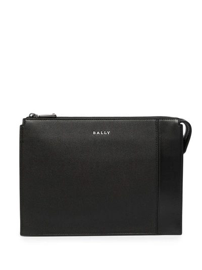 Bally Leather Rear-handle Clutch In Black
