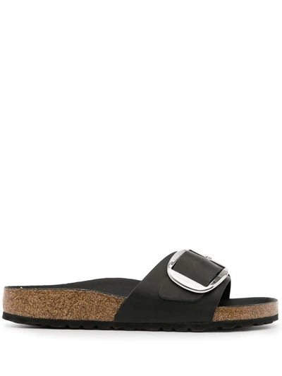 Birkenstock Statement Metallic Buckle Sandals In Black