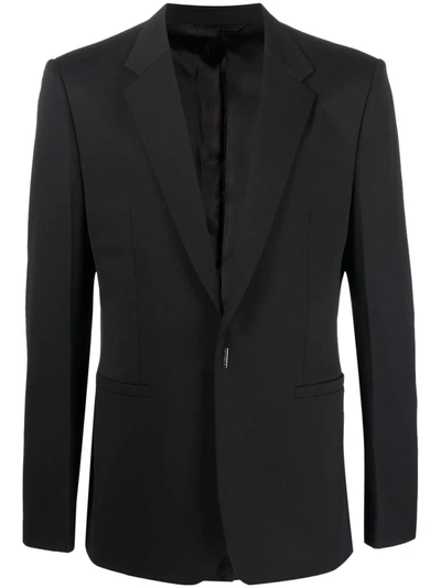 Givenchy Logo-plaque Wool-blend Rep Jacket In Black