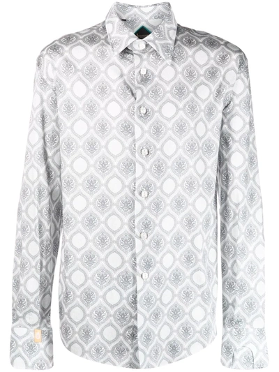 Billionaire Flavio Baroque-print Shirt In Grey