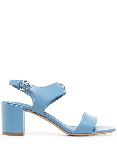 Ferragamo Cayla Leather Slingback Sandals In Blue