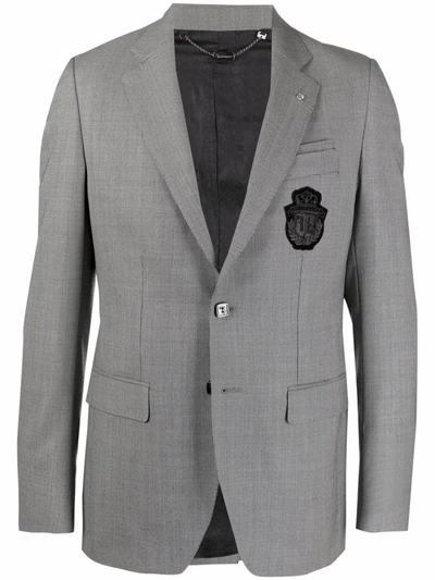 Billionaire Super Slim Crest-embroidered Blazer In Weiss