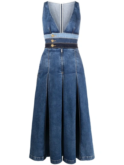 Dsquared2 Inverted-pleat Denim Dress In Blue