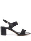 Ferragamo Sandals Block Heel Gancini Buckle In Schwarz