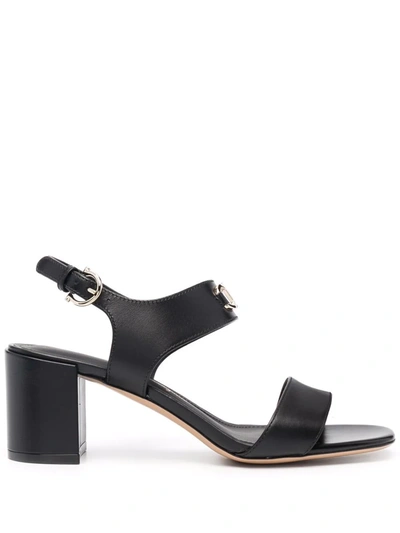 FERRAGAMO GANCINI-PLAQUE LEATHER SANDALS