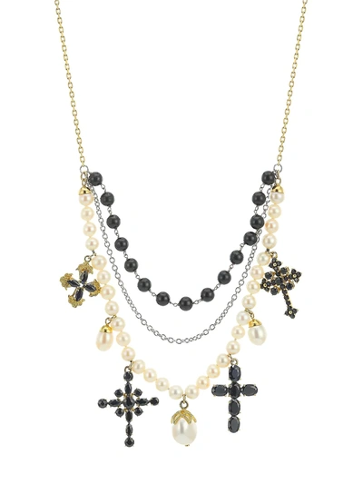 Dolce & Gabbana Women's 18k Yellow Gold Black Sapphire & Freshwater Pearl Layered Necklace