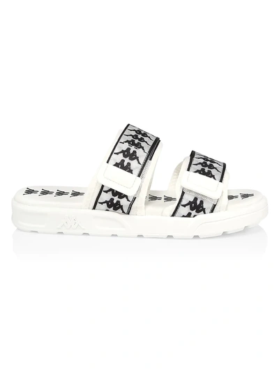 Kappa 222 Banda Aster Two-strap Nylon Sandals In White Black