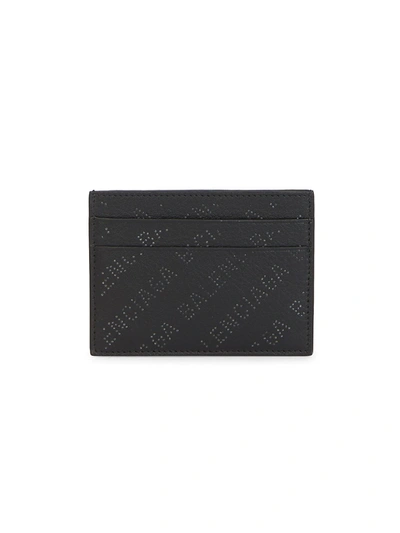 Balenciaga Black Perforated Logo Leather Card Holder