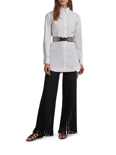 Alaïa Flared Trousers In Perforated Knit In Black
