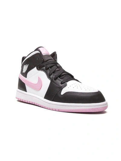 Jordan Kids'  1 Mid "white/light Arctic Pink/black" Sneakers