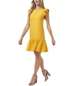 Cece Flutter Sleeve Shift Dress In Golden Hour