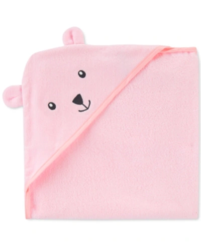 Carter's Baby Girls Hooded Cotton Bear Towel In Pink