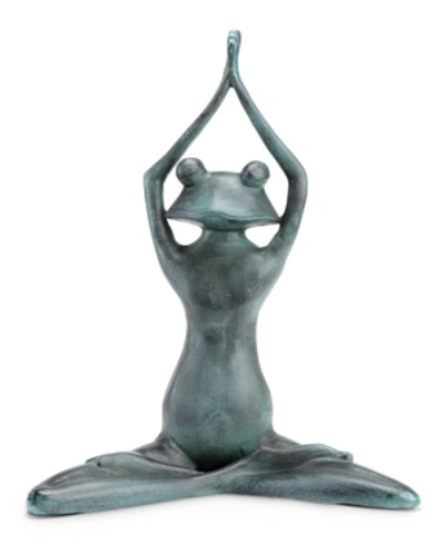 Spi Stretching Yoga Frog Garden Sculpture In Verdigris