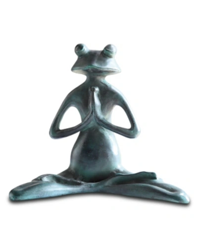 Spi Meditating Yoga Frog Garden Sculpture In Verdigris