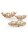 Spi Coral Design Tray And Bowls, Set Of 3 In Gold-tone