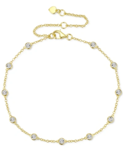Macy's Diamond Bezel Chain Bracelet (1/10 Ct. T.w.) In Sterling Silver, 14k Gold-plated Sterling Silver Or In Yellow