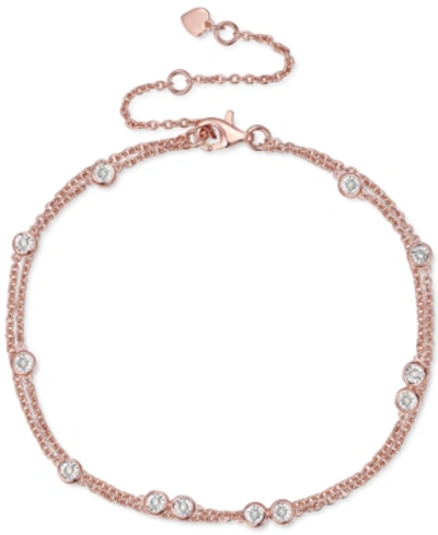 Macy's Diamond Bezel Multi-layer Chain Bracelet (1/10 Ct. T.w.) In Sterling Silver, 14k Gold-plated Sterlin In Pink