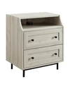 WALKER EDISON CURVED OPEN TOP 2 DRAWER END TABLE WITH USB