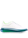 Alexander Mcqueen Men's Larry Transparent-sole Platform Sneakers In Weiss