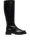 Stuart Weitzman Mila Lift Leather Knee Boots In Schwarz