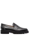 Stuart Weitzman Parker Lift Embellished Patent Loafers In Black