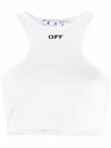Off-white Ribbed Logo-print Vest In White,black