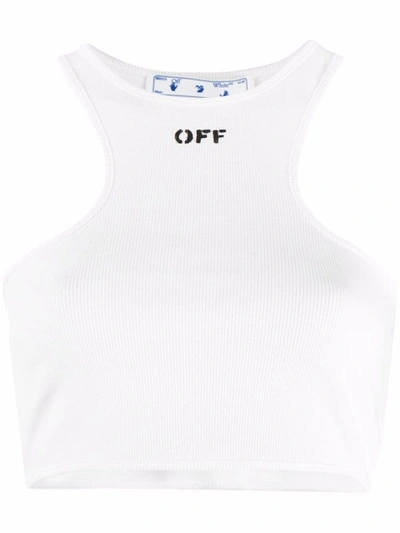 Off-white Ribbed Logo-print Vest In 0110 White Blac