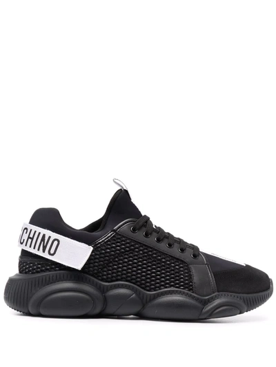 Moschino Teddy Sole Synthetic Sneakers In Black