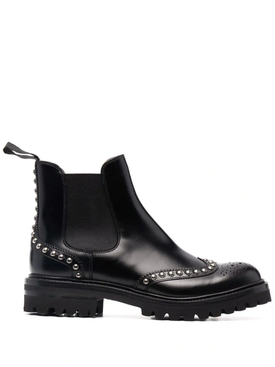 Church's Black Studded Brogue-detail Chelsea Boots