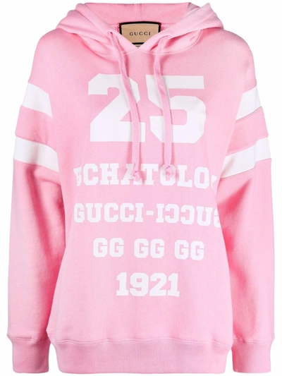 Gucci Pink Printed Hooded Cotton Sweatshirt