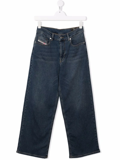 Diesel Teen High-rise Wide Jeans In Blu