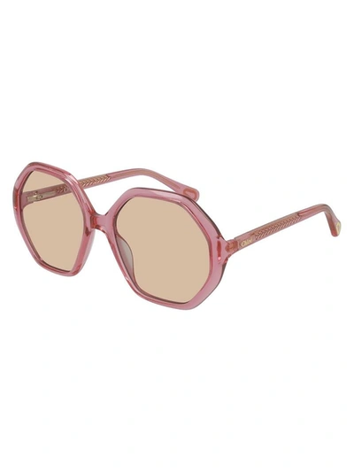 Chloé Cc0004s Sunglasses In Pink Pink Brown