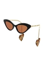 Gucci Gg0978s Cat-eye Frame Acetate Sunglasses In Black Gold Orange