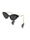 Gucci Gg0978s 001 Cat Eye Sunglasses In Black Gold Grey