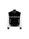 Givenchy Men Two-tone Wool Blend And Leather Bomber Jacket In Black