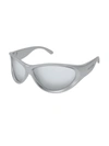 Balenciaga Bb0158s Sunglasses In Silver Silver Silver