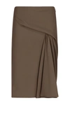 Versace Pleated Godet Pencil Skirt In Brown