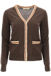 TORY BURCH MADELINE CARDIGAN WITH LOGO BUTTONS,57330 220D